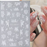 3D White Flower Nail Art Stickers