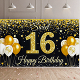 Sweet 16 Birthday Banner with Glitter Design