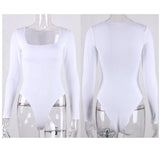 Long Sleeve Square-Cut Collar Bodycon Bodysuit
