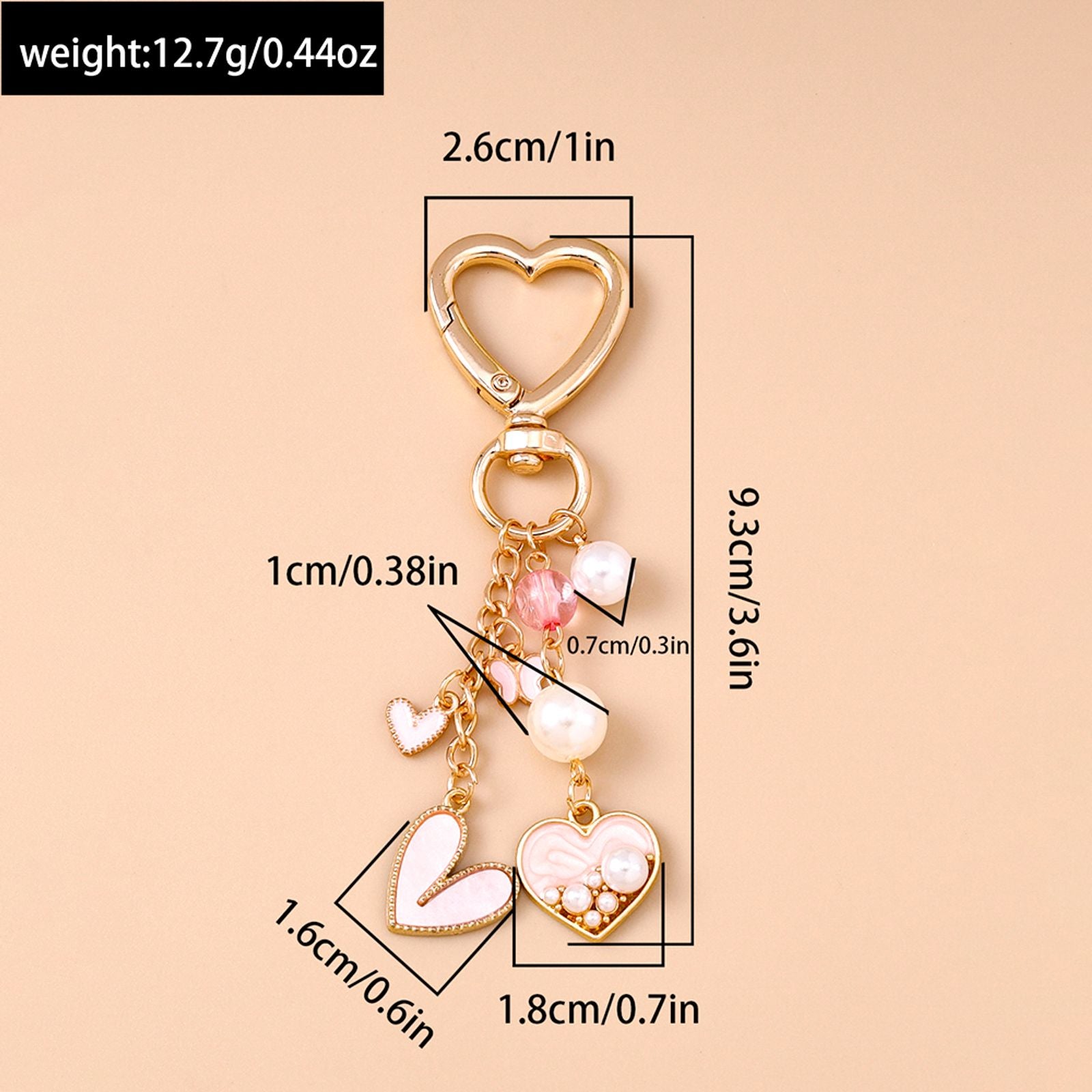 Cute Bowknot Love Heart Keychain with Crystal and Pearl