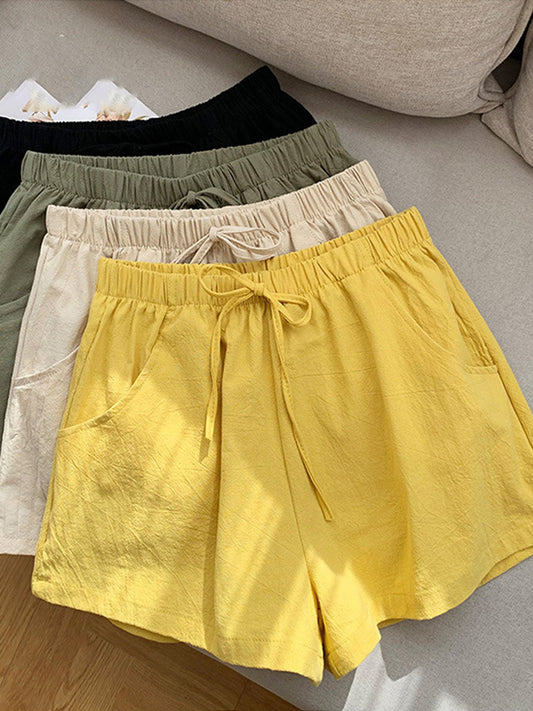 High Waisted Casual Linen Shorts for Women