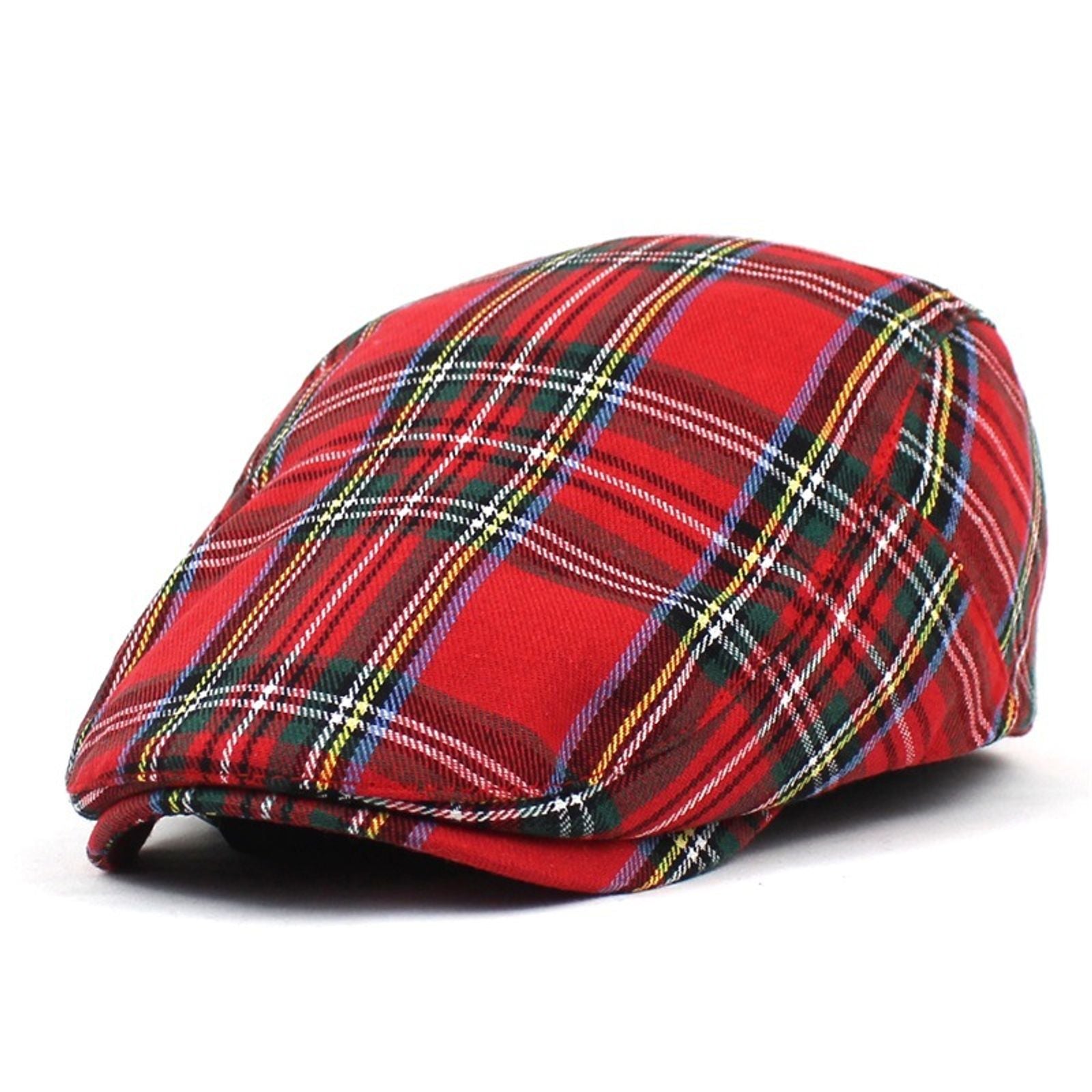 Colorful British Plaid Newsboy Cap for Men and Women