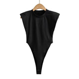 Summer Bodycon Bodysuit with Padded Shoulders for Women