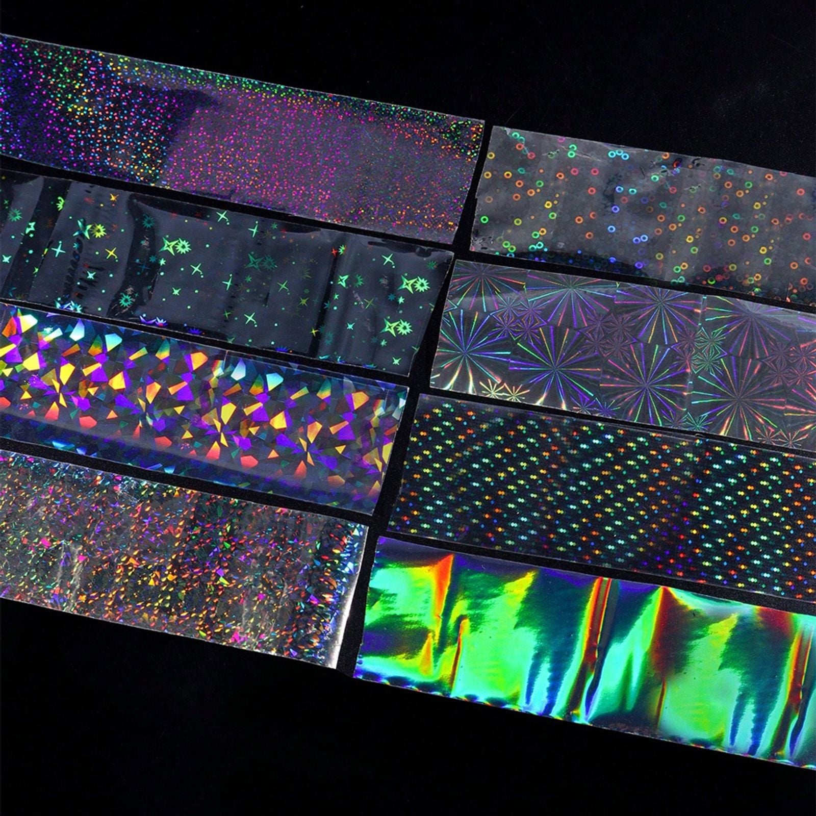 9PCS Nail Transfer Stickers Holographic Design Gel Decals
