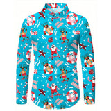 Santa Claus Elk Graphic 3D Printed Long Sleeve Shirt