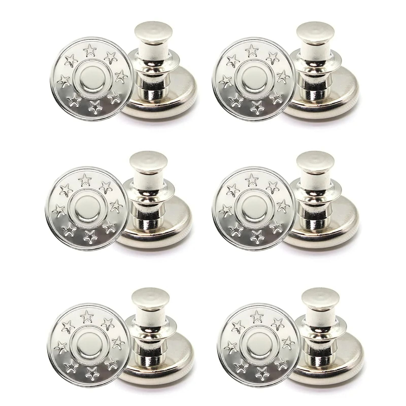 6pcs Adjustable Sew-Free Vintage Metal I-Buttons for Jeans