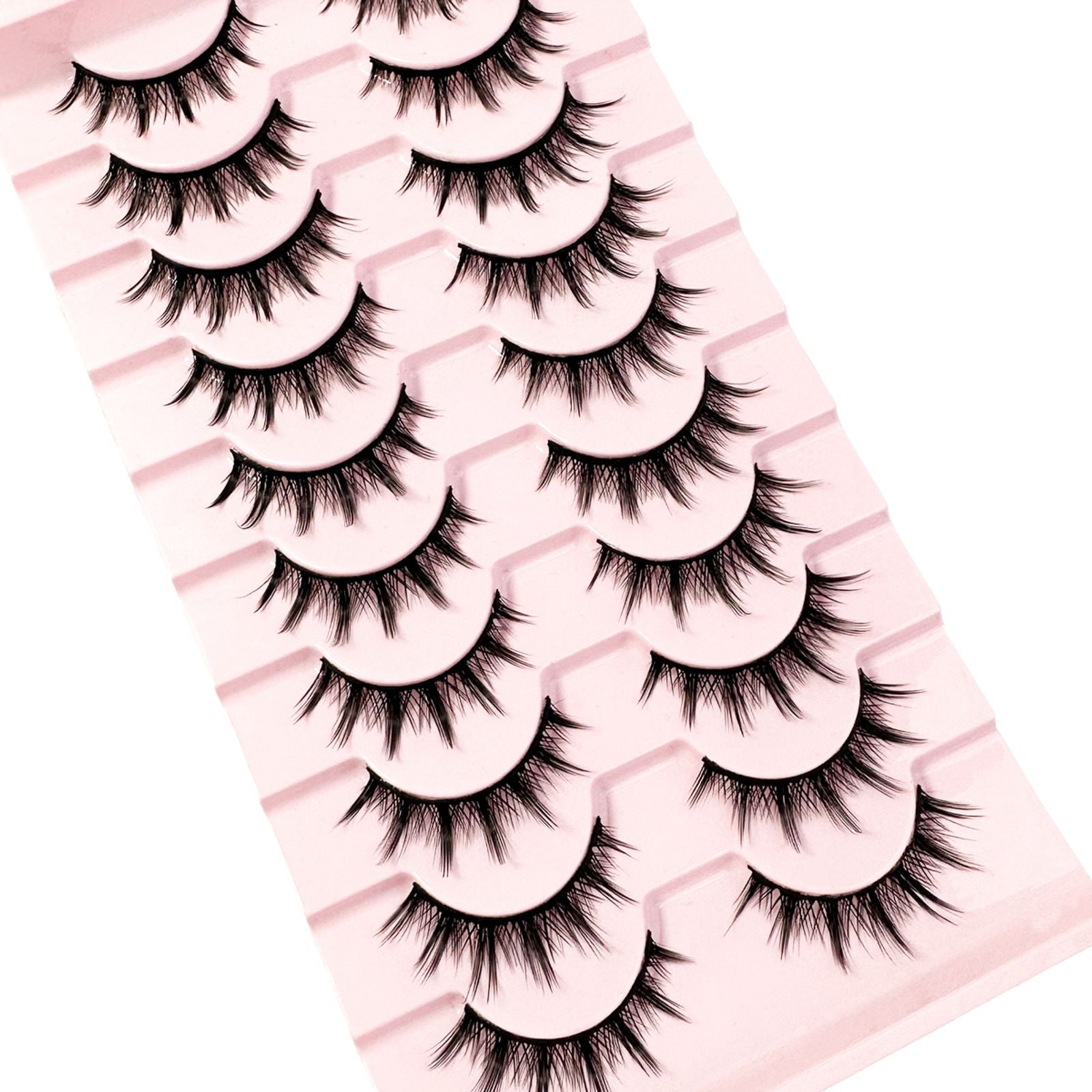 3D Cat Eye Faux Mink Lashes - 10 Pairs Natural & Fluffy