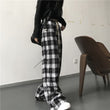 Oversized Black Plaid Women’s Sweatpants