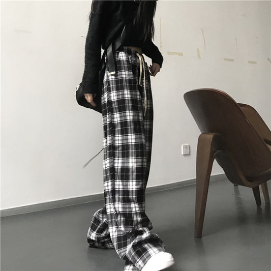Oversized Black Plaid Women’s Sweatpants