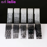 10 Rolls Black and White Lace Transfer Foil for Nail Art