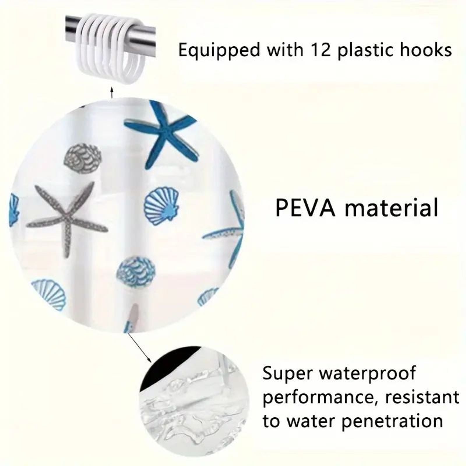 Waterproof PEVA Shower Curtain with Pattern