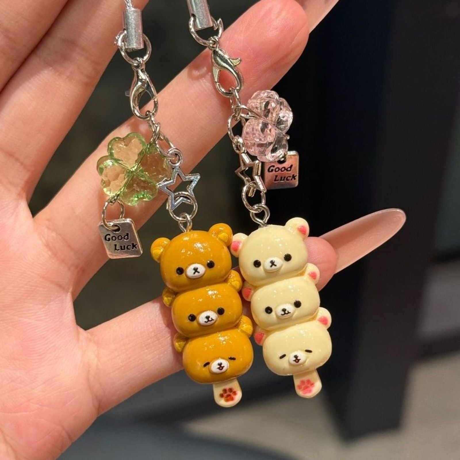 Kawaii Bear Phone Charm Keychain Pendant for Kids