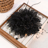 Handmade Floral Feather Brooch with Pearl Tassel