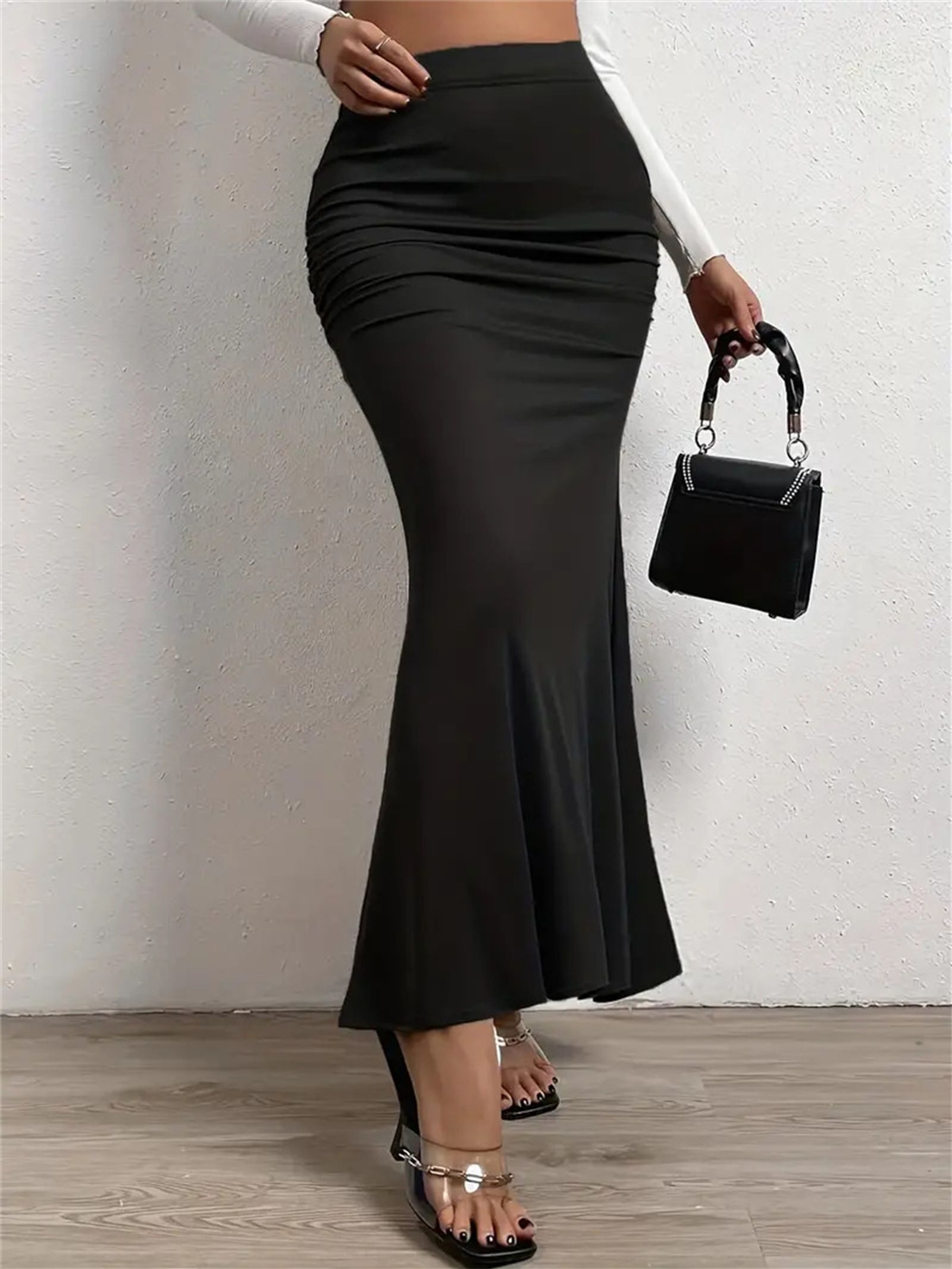 Women’s Solid Slim Fishtail Skirt - Elegant & Casual Dress