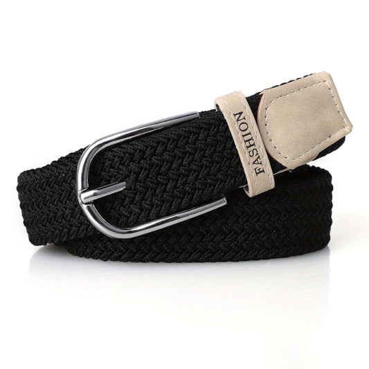 Women's Elastic Braided Stretch Belt with Pin Buckle