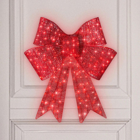 Lighted Christmas Wreath with Red Ornaments, 23.6in