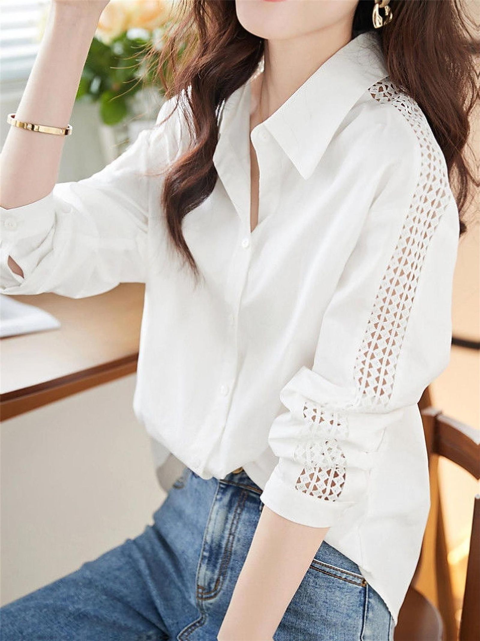 Spring 2025 Women's Solid Color Chiffon Square-Neck Top