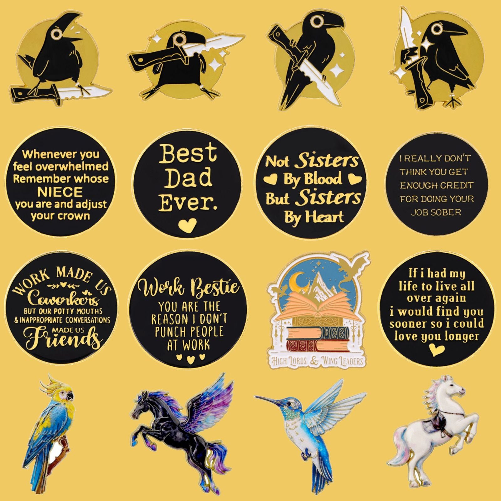 Cartoon Crow Enamel Pin Brooch for Women