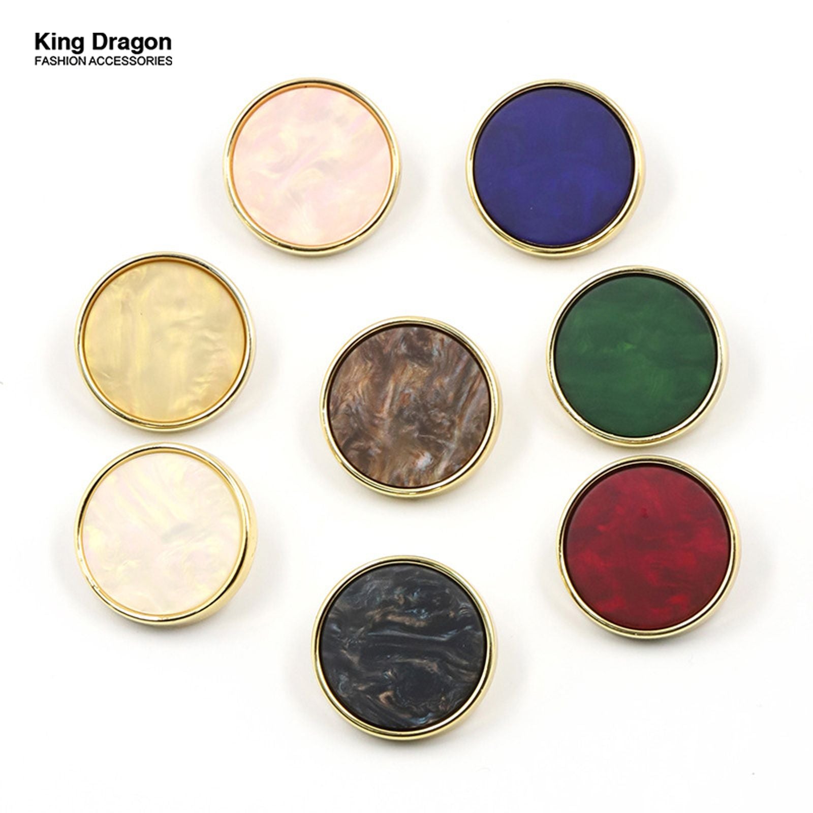 Gold White Black Flower Resin Buttons for Sewing 6PCS