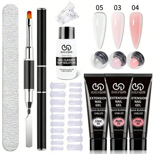 8PCS Nail Art Poly Extension Gel Kit