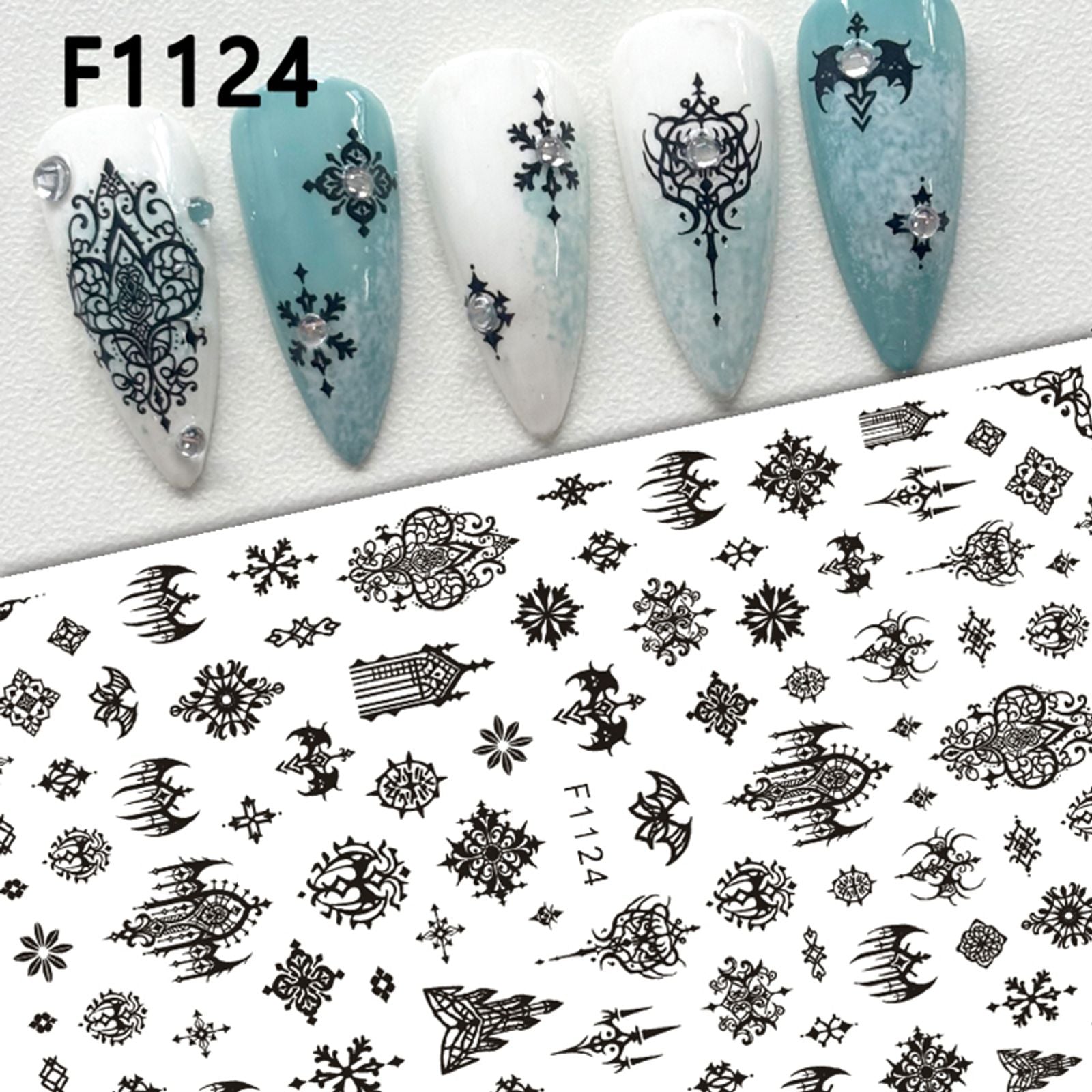 Gothic Black Nail Art Stickers for Elegant Weddings & Halloween