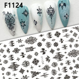 Gothic Black Nail Art Stickers for Elegant Weddings & Halloween