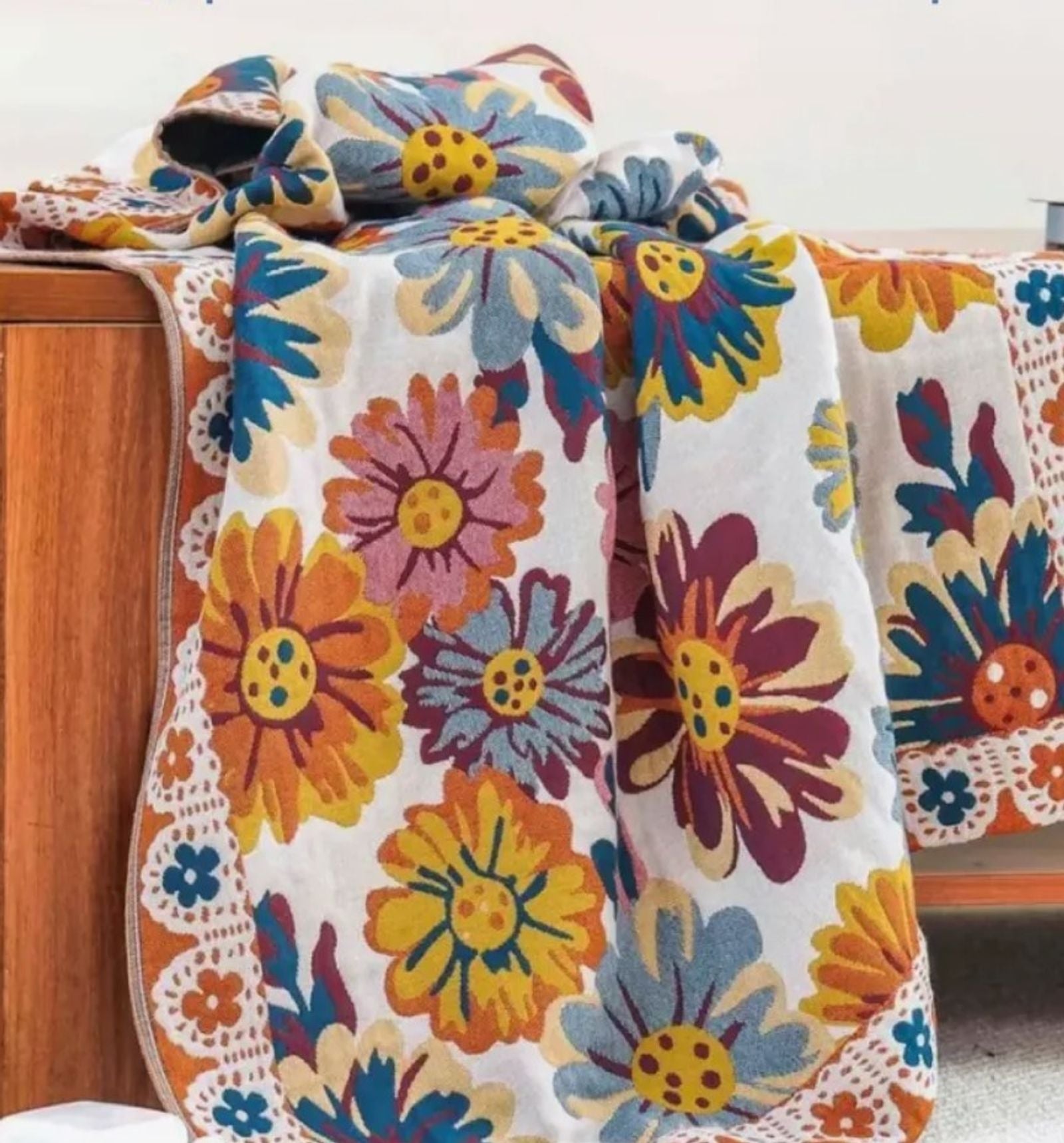 Pure Cotton Floral Towel Blanket