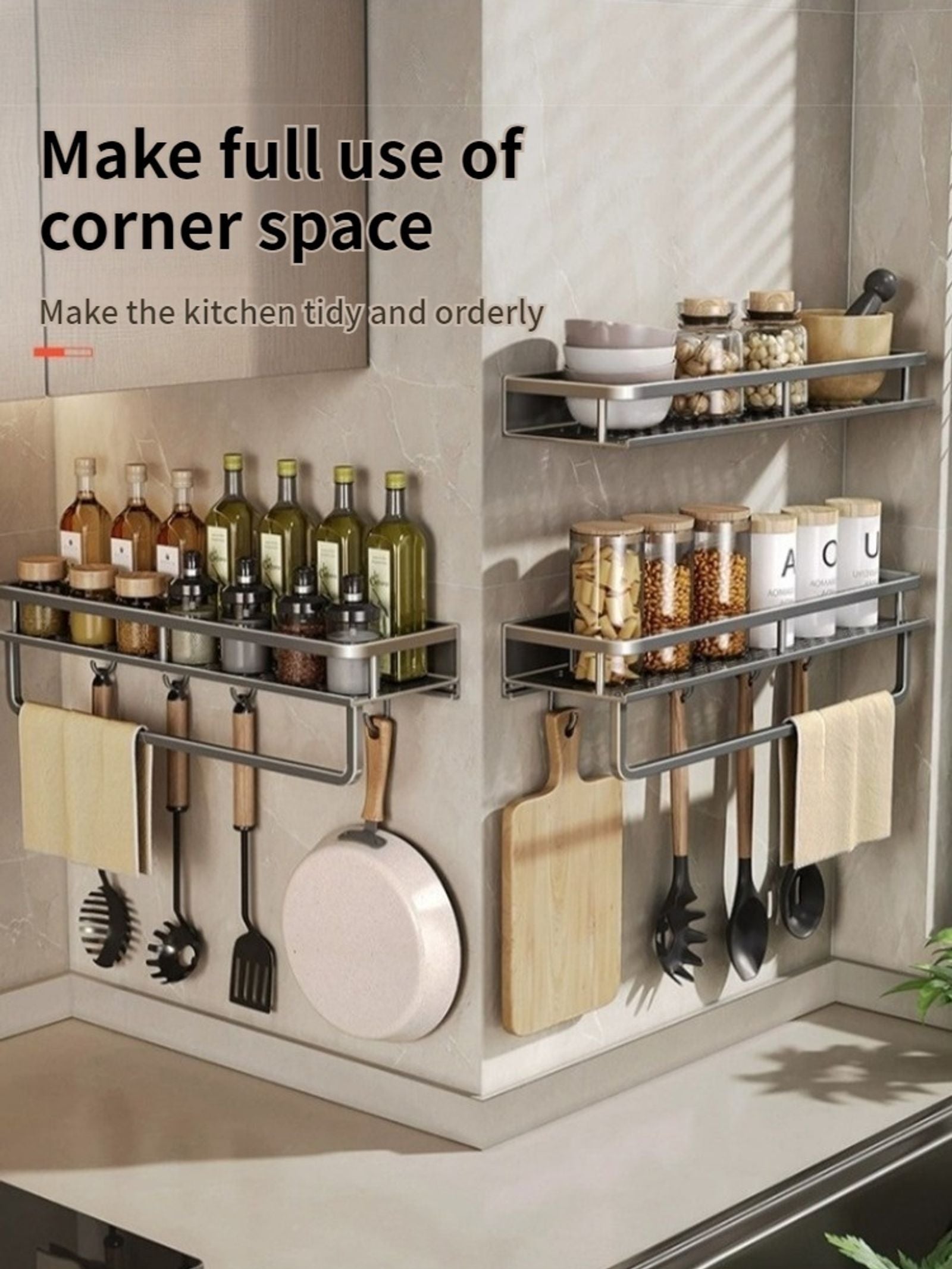 Multifunctional Wall Mounted Seasoning Storage Rack