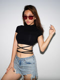 Women’s Black Short Sleeve Crop Top