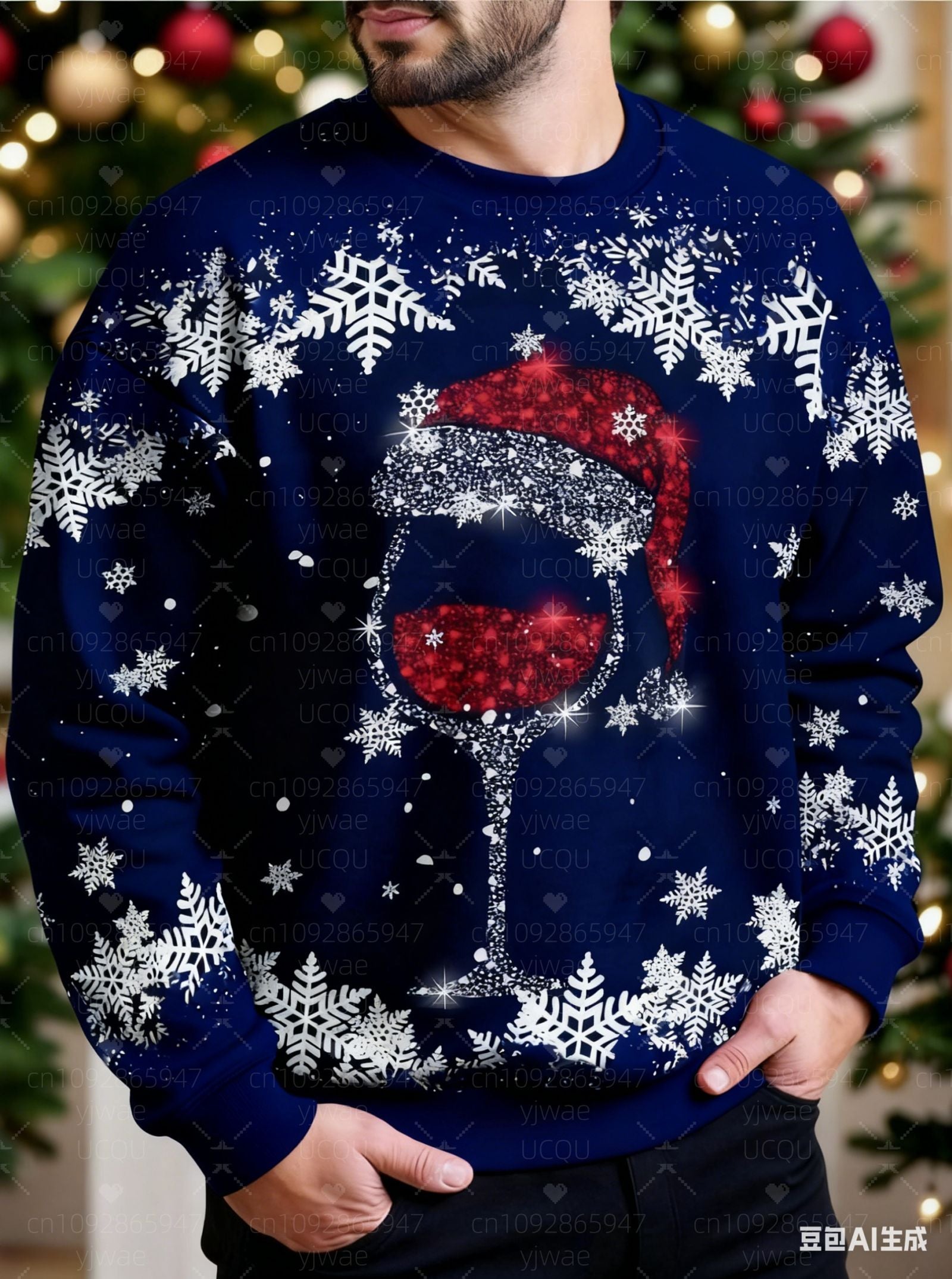Men's Christmas Sweatshirt with Snowman Design