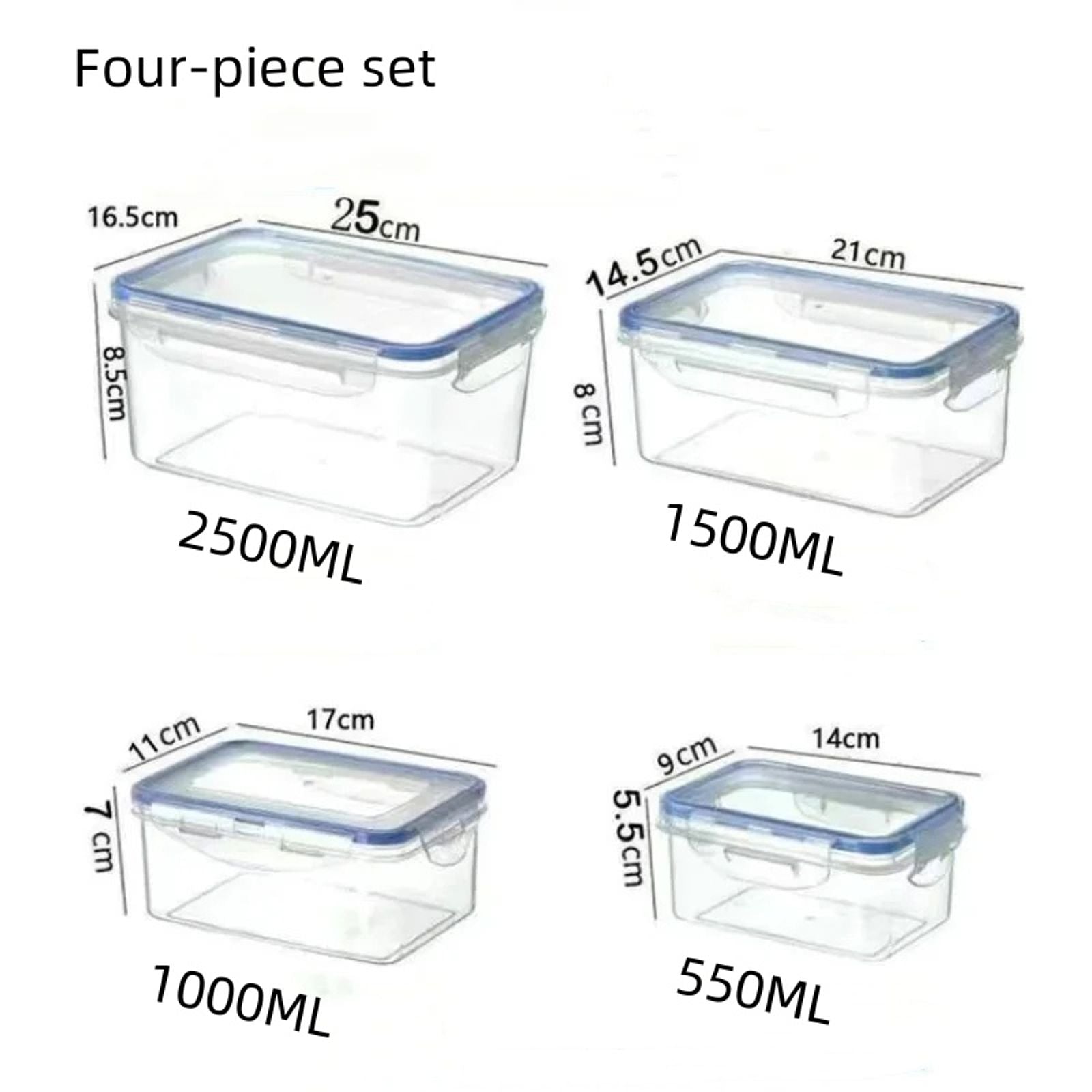 Sealed Rectangular Refrigerator Storage Box with Lid