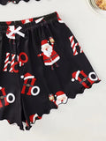 Christmas Santa Claus Print Pajama Set for Women