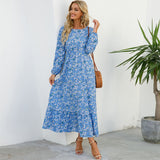 Women’s Bohemian Floral Maxi Dress with Full Sleeves
