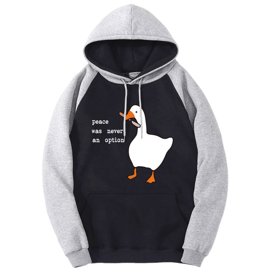Peace Was Never An Option Goose Print Raglan Hoodie