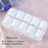 10 Rolls of White and Black Lace Nail Art Foils Set