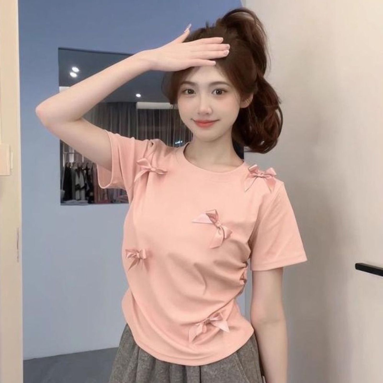 Elegant Ballet Bowknot T-Shirt for Women