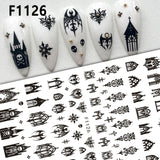 Gothic Black Nail Art Stickers for Elegant Weddings & Halloween