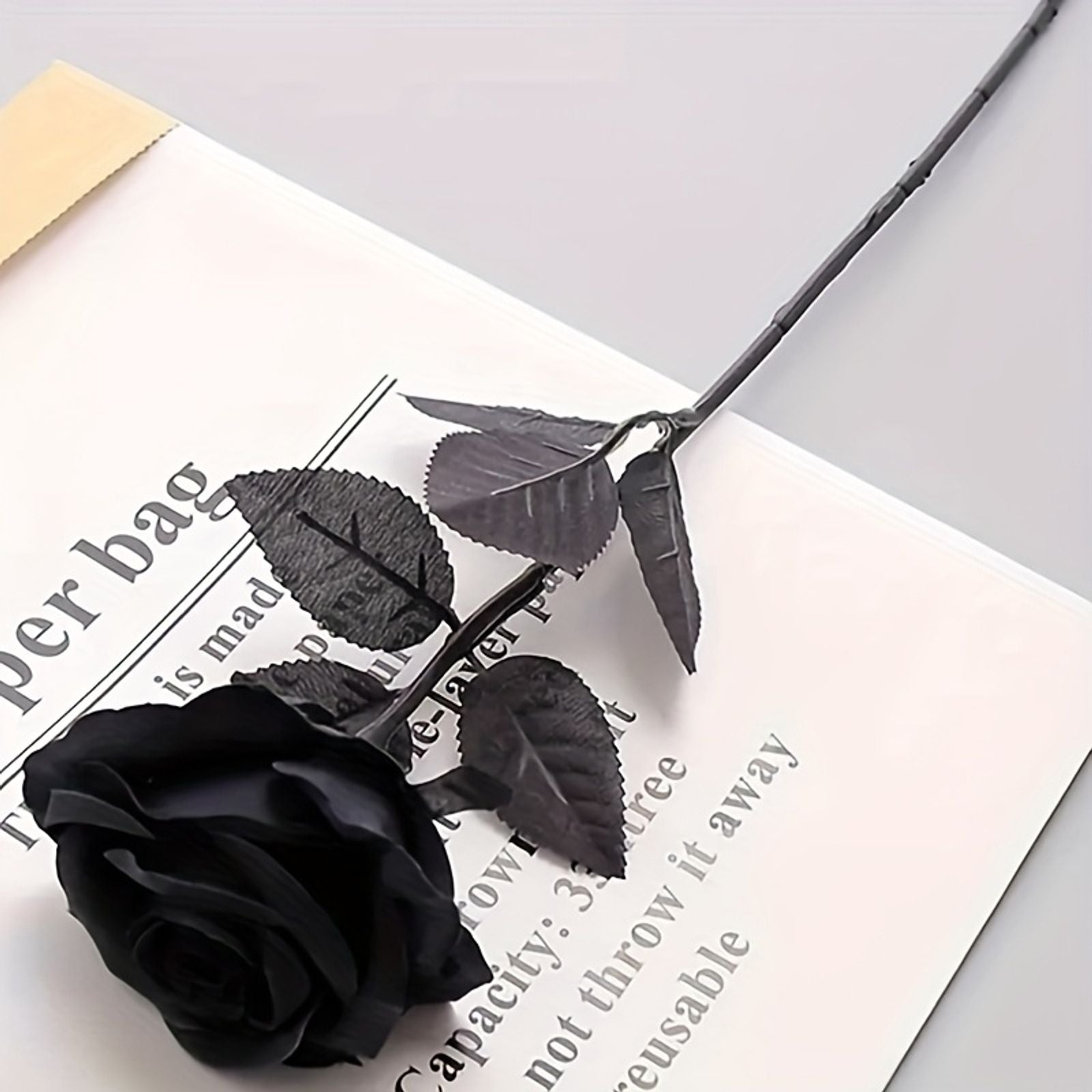 Artificial Black Roses - Long Stem Fake Flowers for Decor