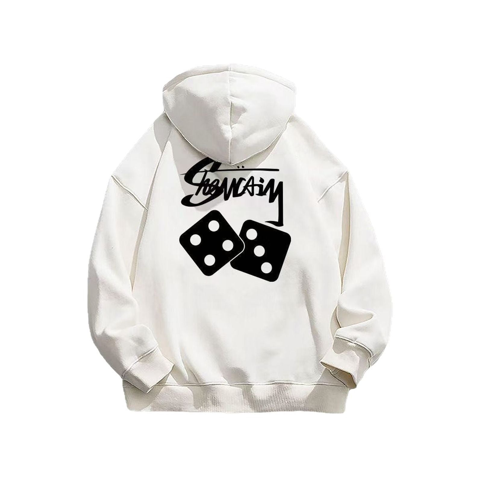 Women's Loose Fit Fleece Lined Hoodie with Geometric Pattern