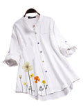 Women's Floral Pattern Button Down Long Sleeve Blouse