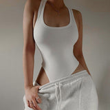 Sleeveless Knit Bodysuit Off Shoulder Halter Top for Women