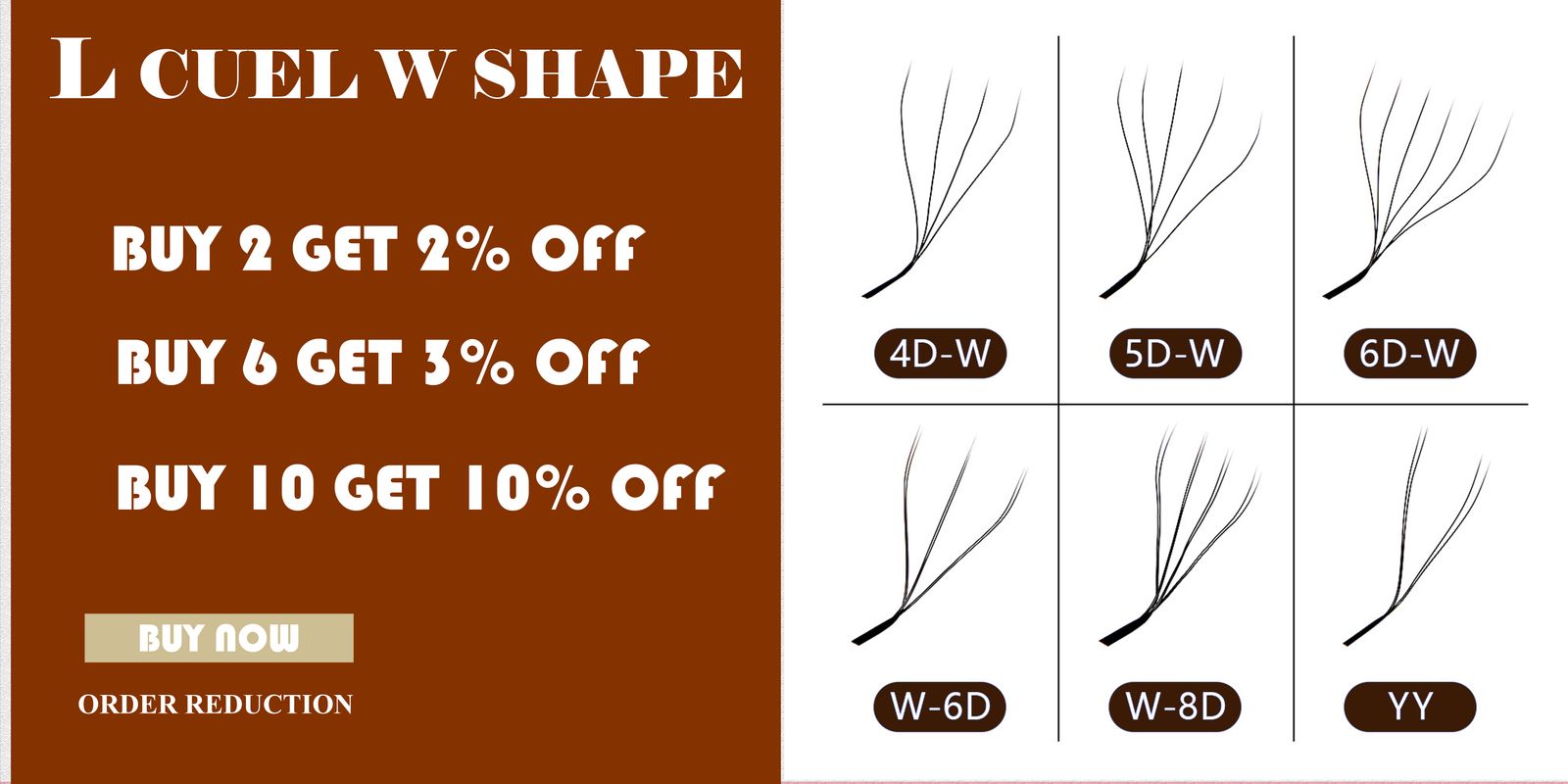 Befer W Shaped Fake Eyelash Extensions - 3D to 6D Variants