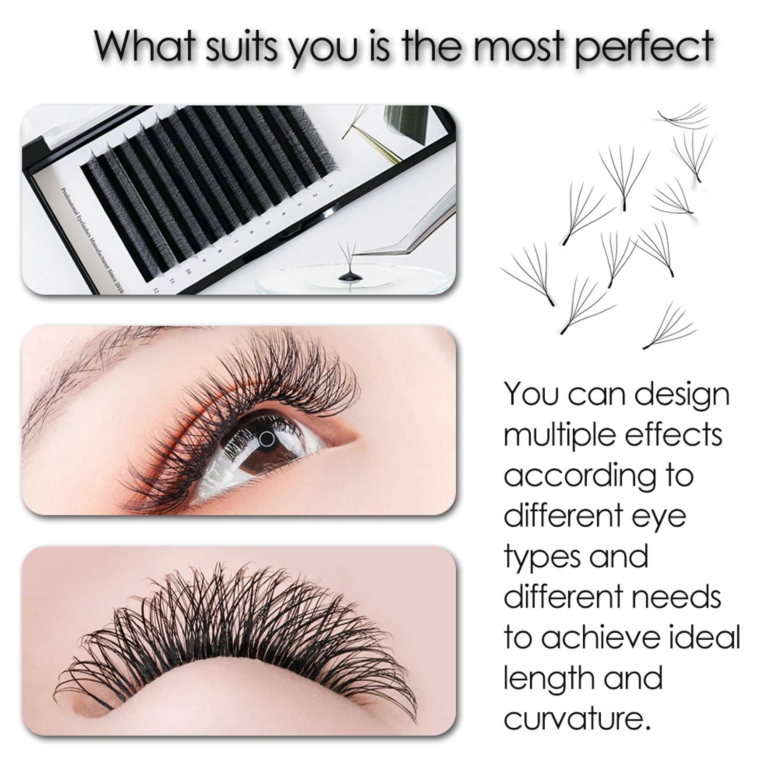 3D 4D 5D Fake Eyelashes - Naturally Curled Premade Volume Fans