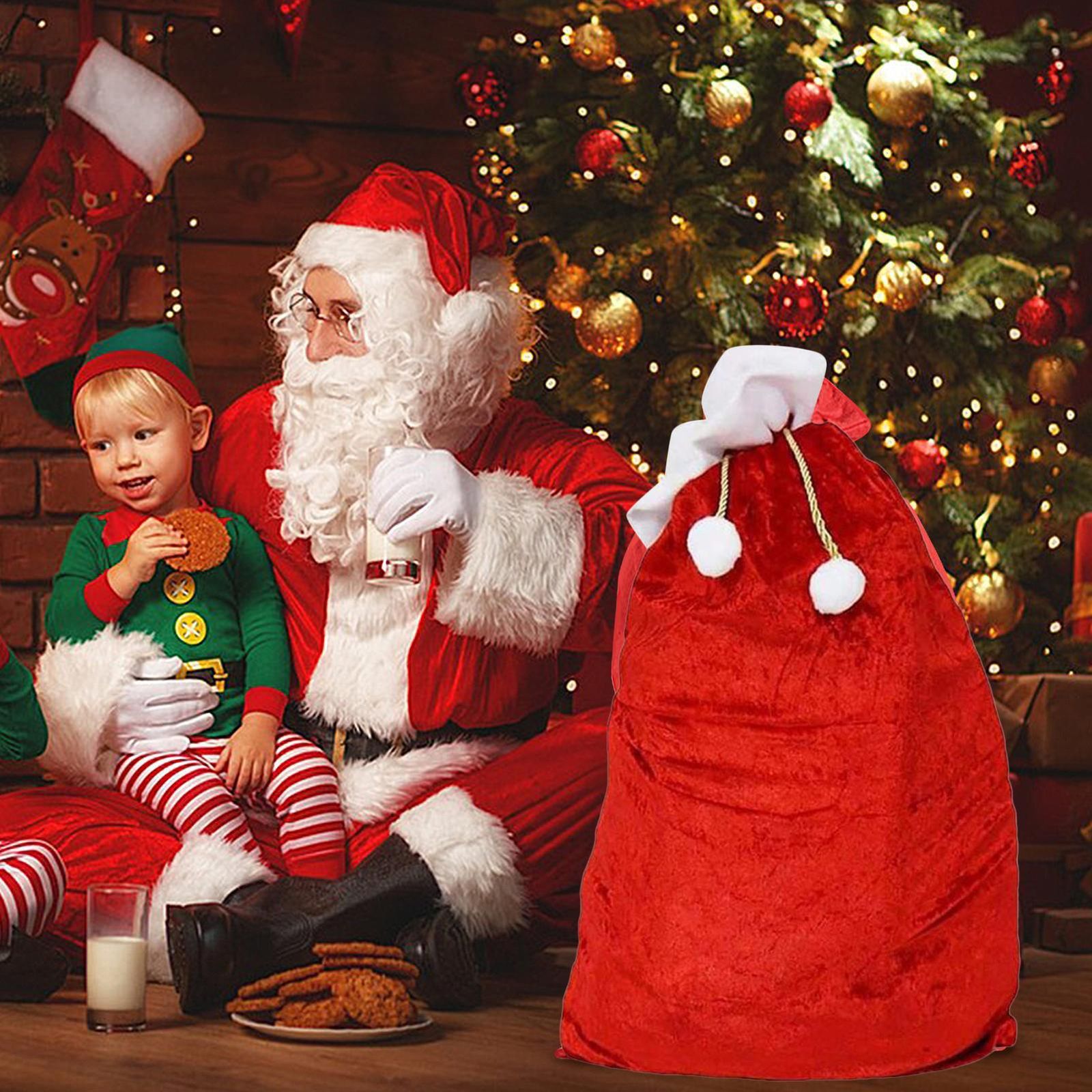 Large Red Santa Gift Bags with Drawstring for Holiday Parties