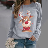 3D Reindeer Print Christmas Sweatshirt for Women