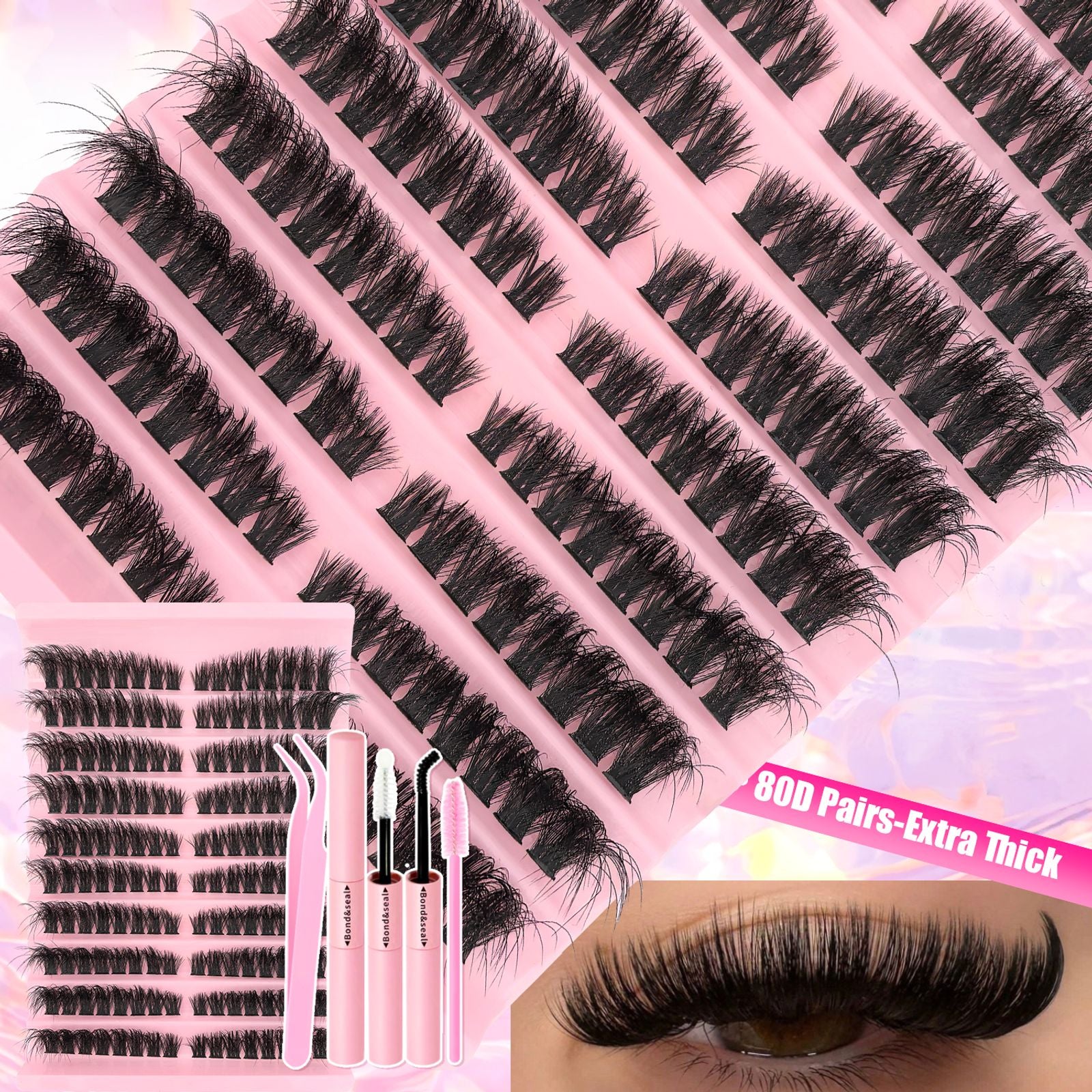 DIY Lash Extension Kit with 720pcs Lash Clusters