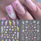 2Pcs 5D Embossed Colorful Flower Nail Stickers