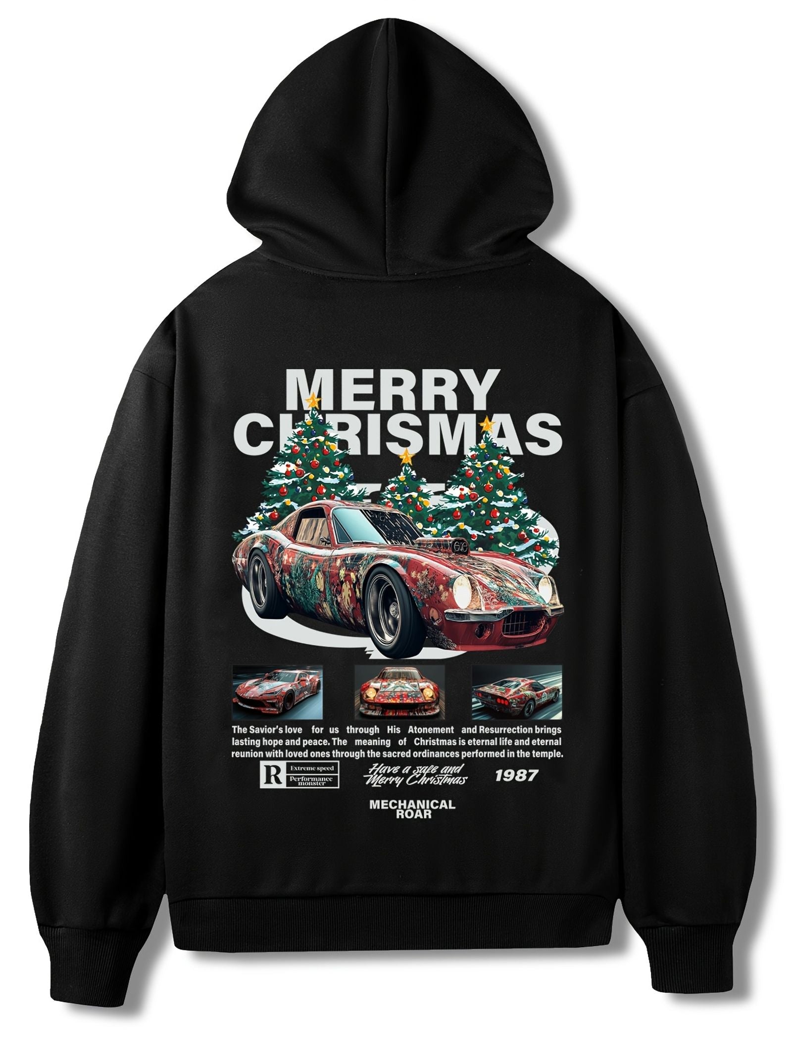 Christmas Tree Print Hooded Sweatshirt for Men & Women
