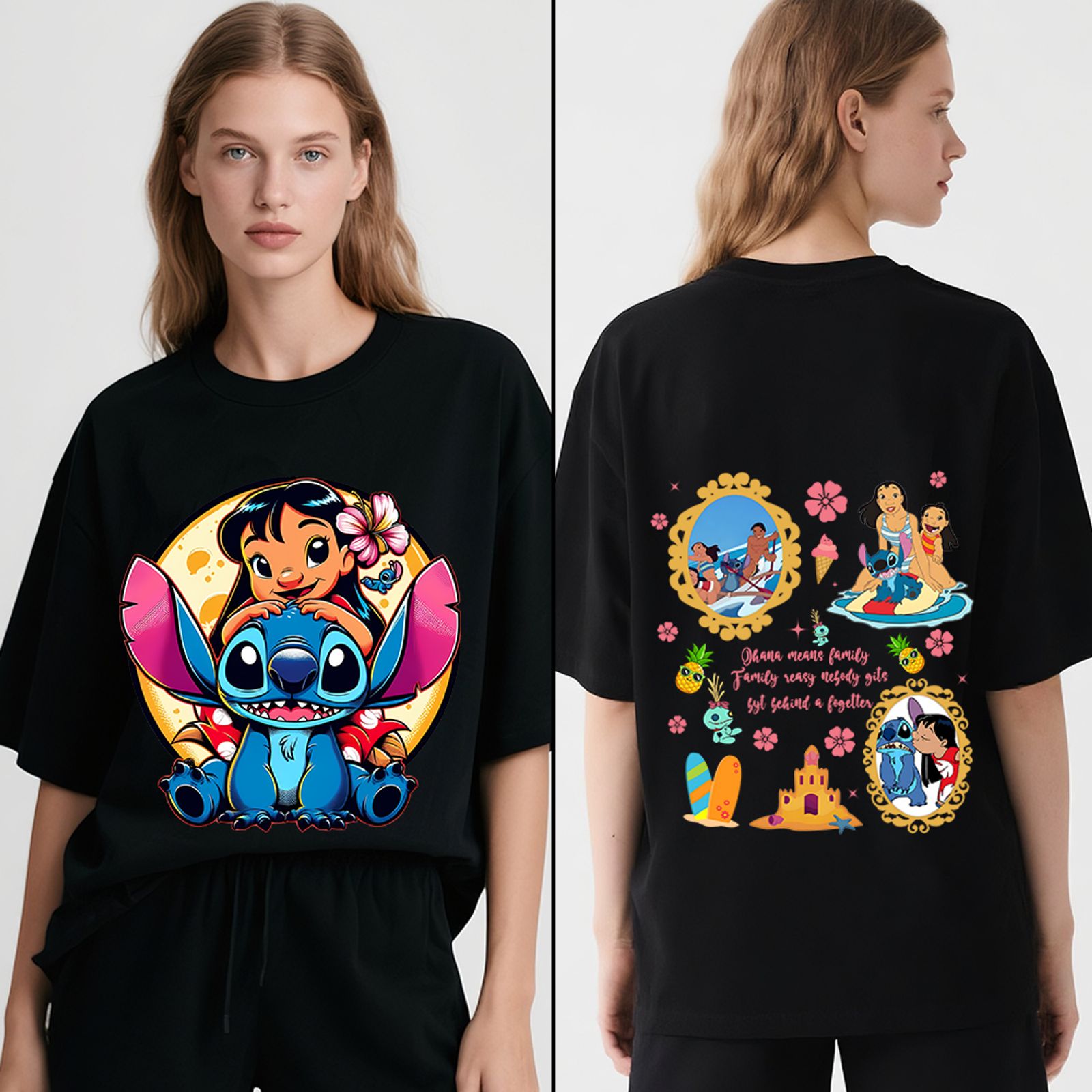 Disney Lilo and Stitch Ohana Print Cotton T-Shirt for Women