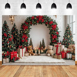 Winter Christmas Wedding Photo Backdrop with Arch and Tree